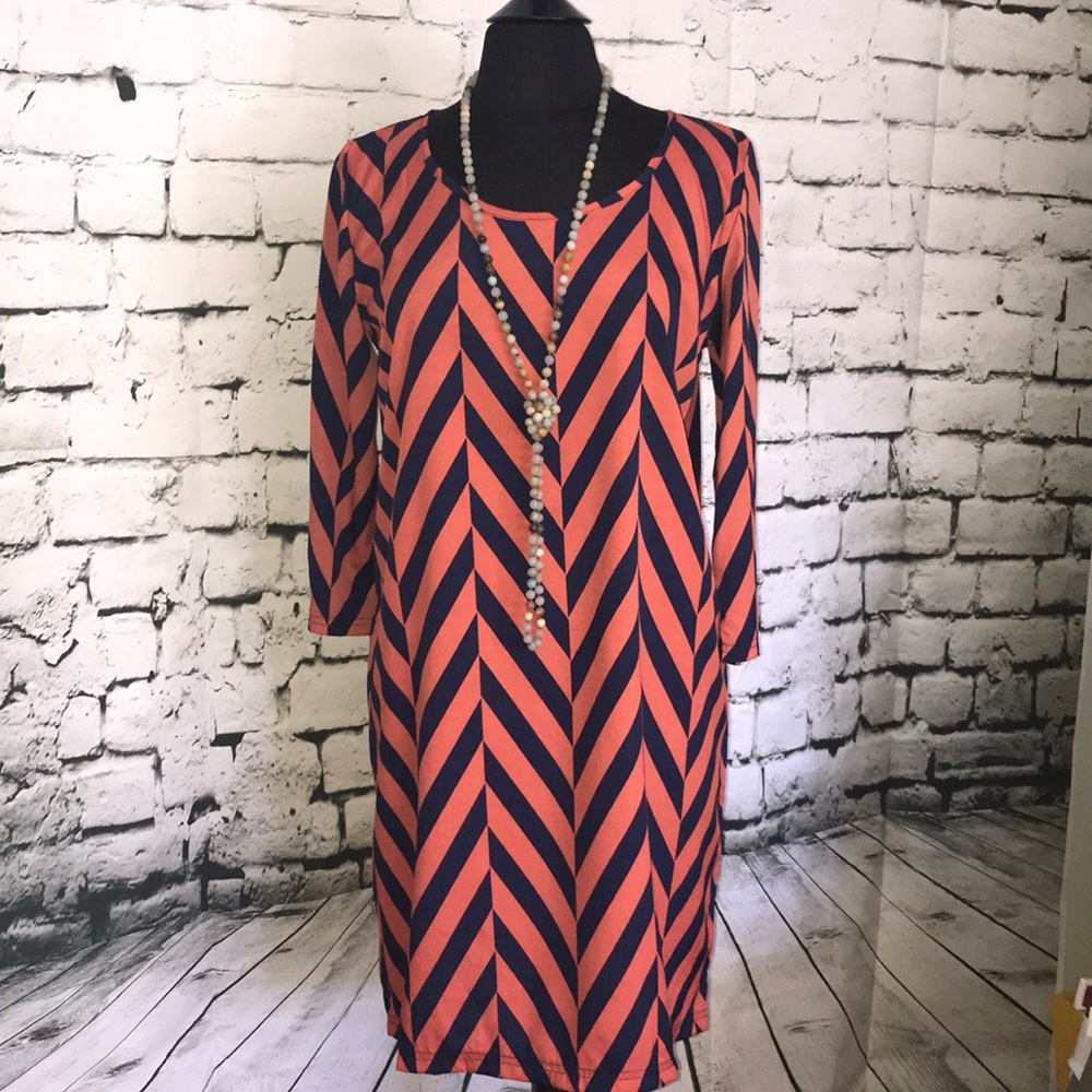 NWT-Coral and Navy chevron dress